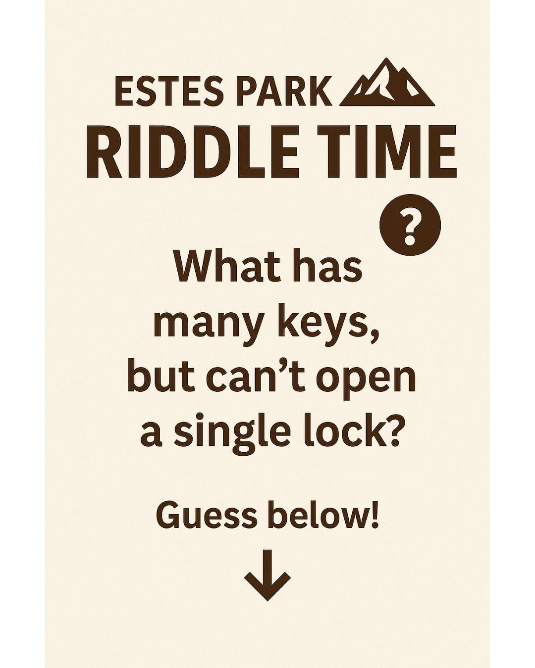 Estes - 🏔️ ESTES PARK RIDDLE TIME — NEW SERIES! 🏔️ It’s official — we ...