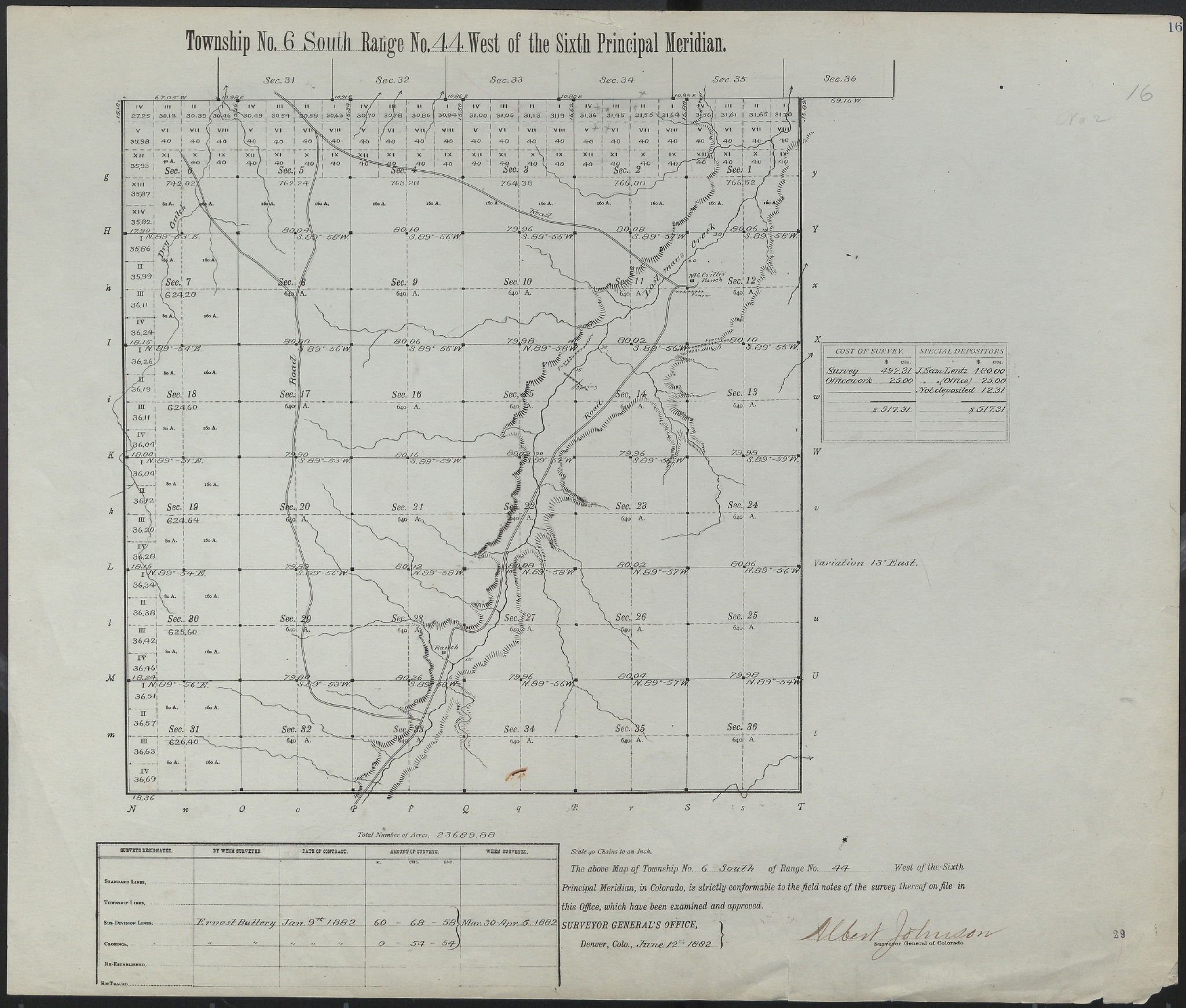 Spring - 1882 Surveyors Map. The McCrillis/Spring Valley Ranch is ...