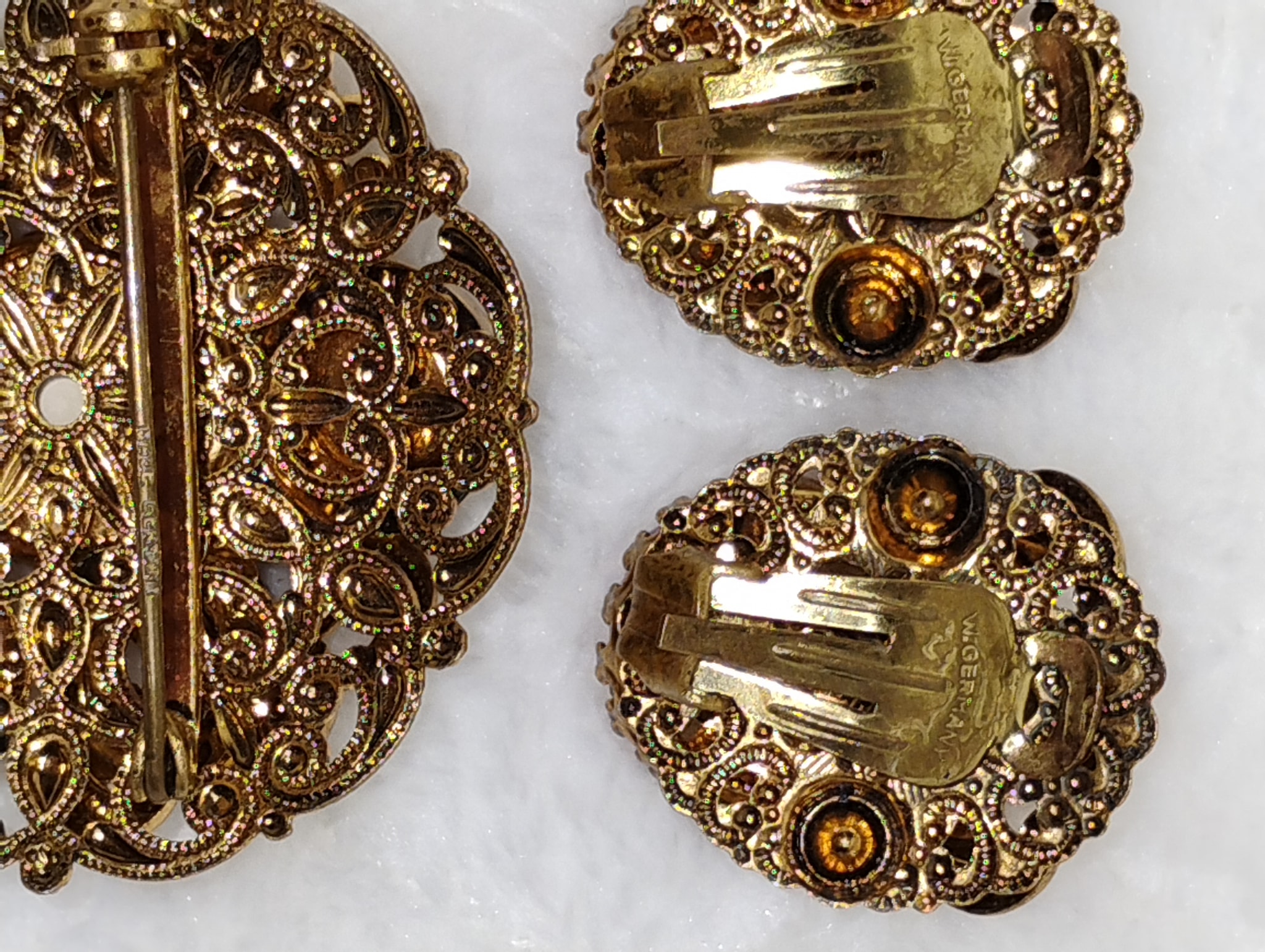 Lot De 2 Paires De Clips Western Germany Vintage Années 80 - Acrylique Noir - Occasion
