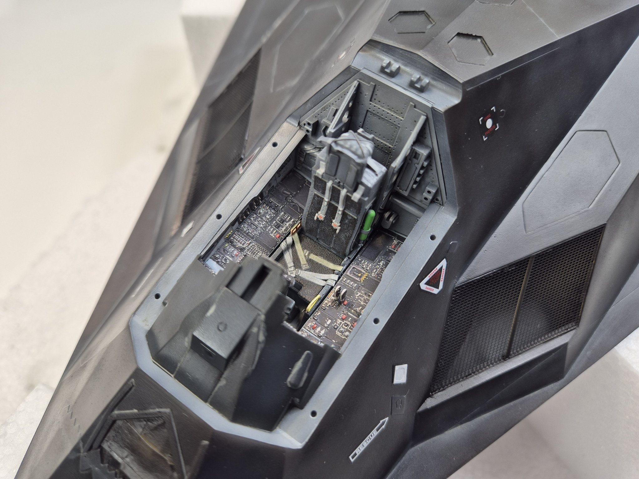 F-117A model with custom cockpit and wheels