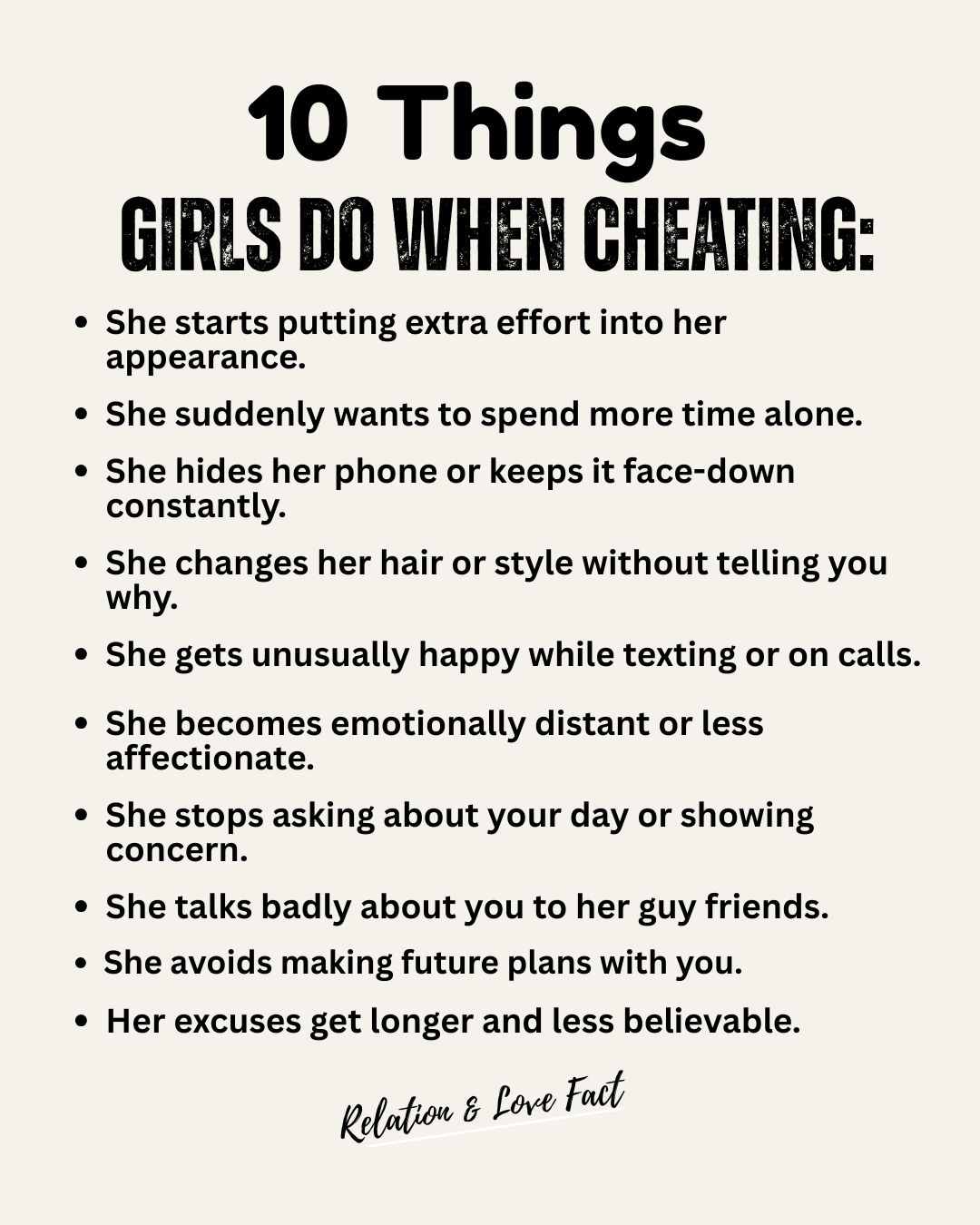 Relation - 10 Things Girls Do When Cheating: | Facebook