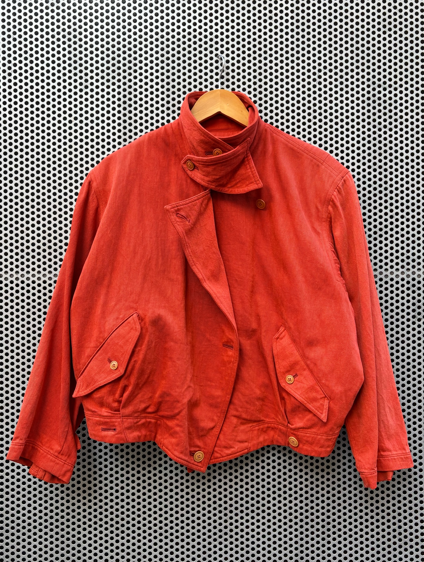 SOLD - 80s Issey Miyake bomber jacket Structured stand collar with