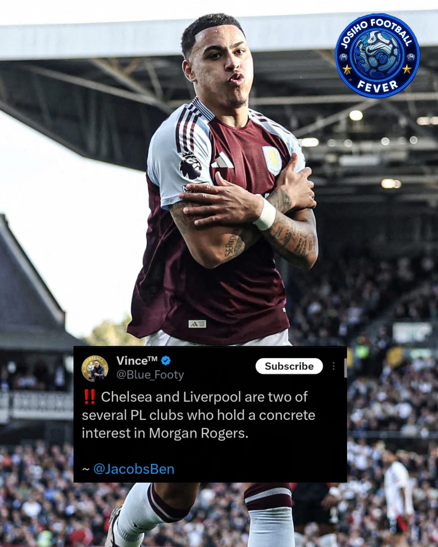 Morgan Rogers wore the number 27 shirt at Aston Villa. What shirt