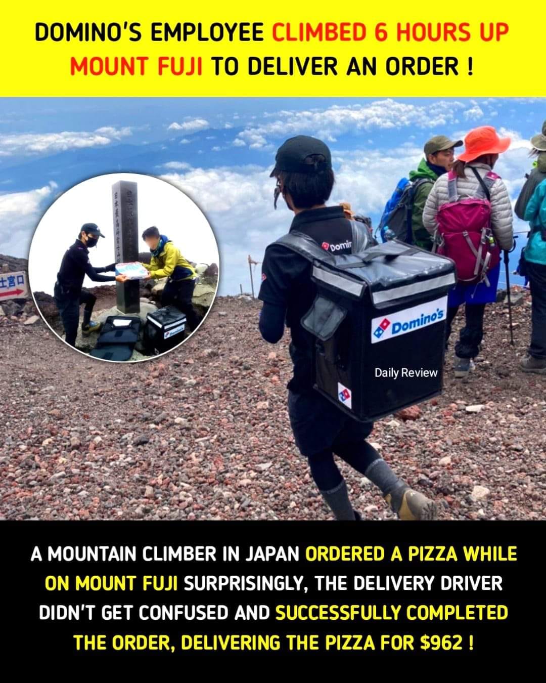 Domino's delivery boy climbs Mount Fuji for $962 pizza