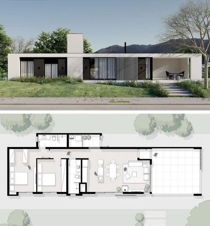 House Ideas & Interiors | A modern single-story house with a floor plan ...