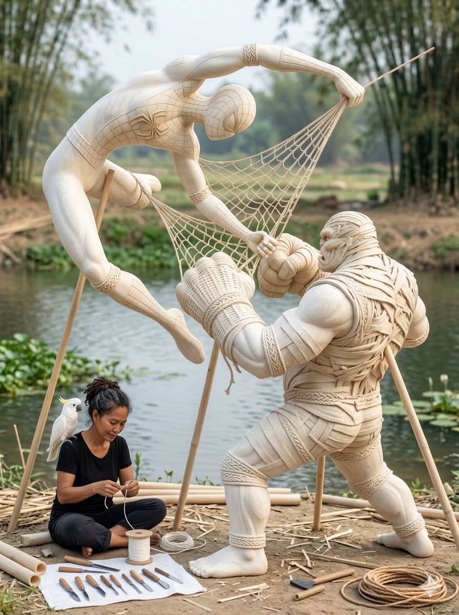Bamboo pandamonium sculpture by Figumax_