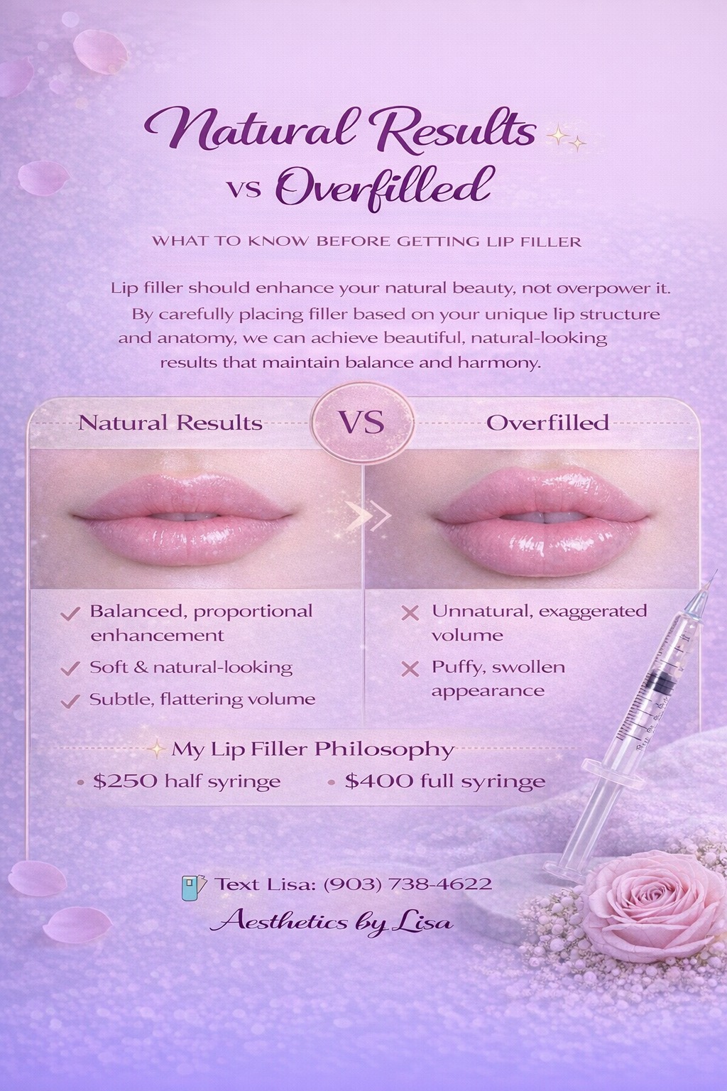 Natural Results vs Overfilled ... - Aesthetics By Lisa | Facebook