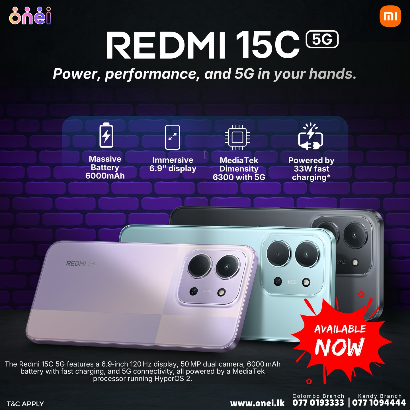 ONEi - Redmi 15C Available Now 😍Premium features at a price you’ll love ...