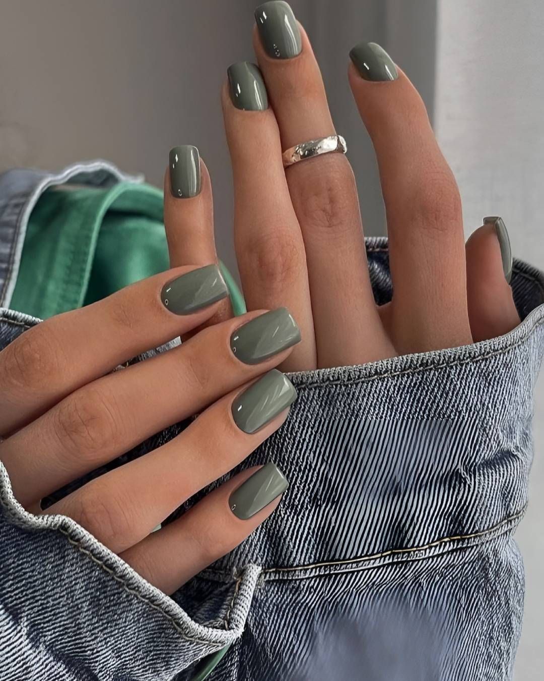 What nail color goes with olive green dress?