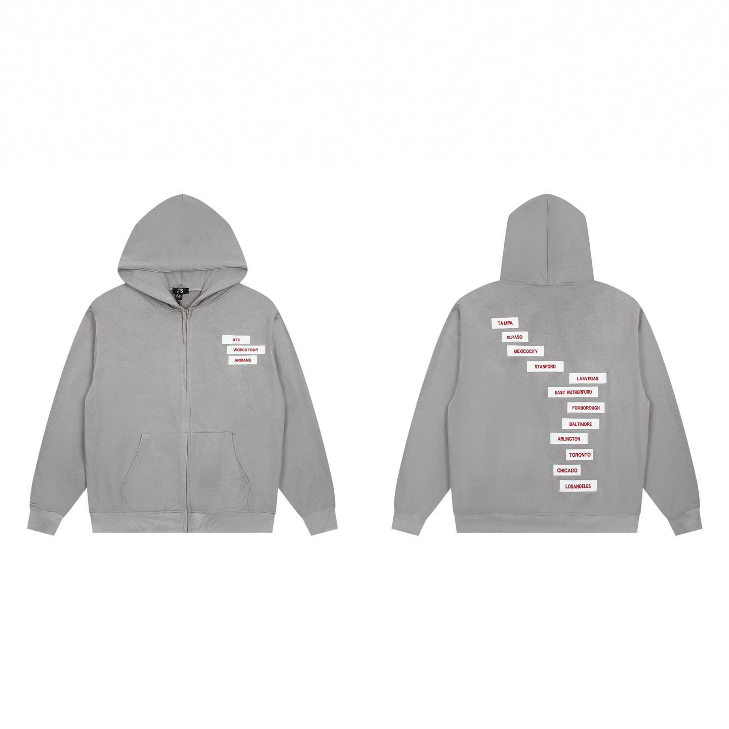 BTS US Exclusive Zip-Up Hoodie in Gray for Pre-Order