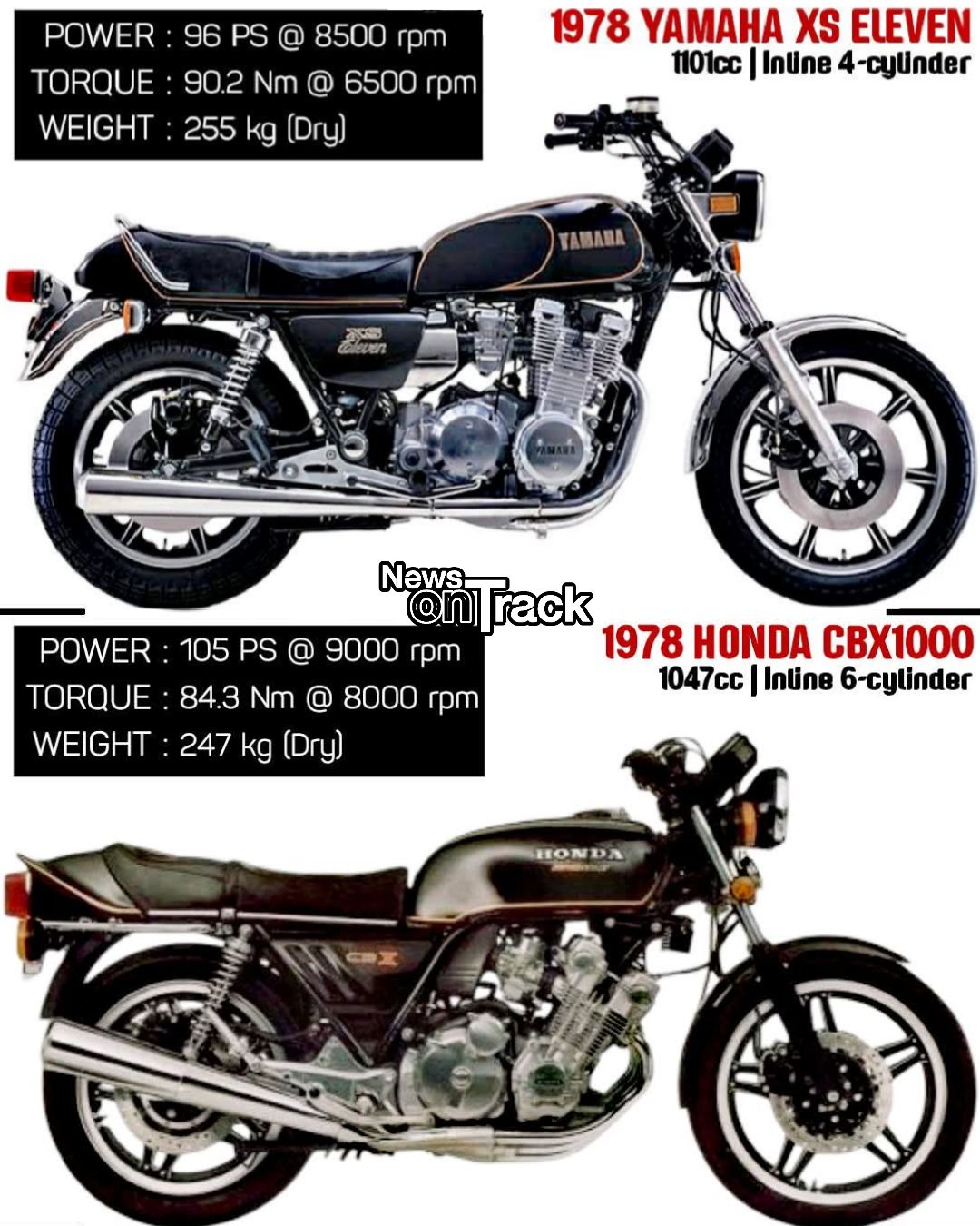 In 1978, the Yamaha XS Eleven and the Honda CBX1000 represented