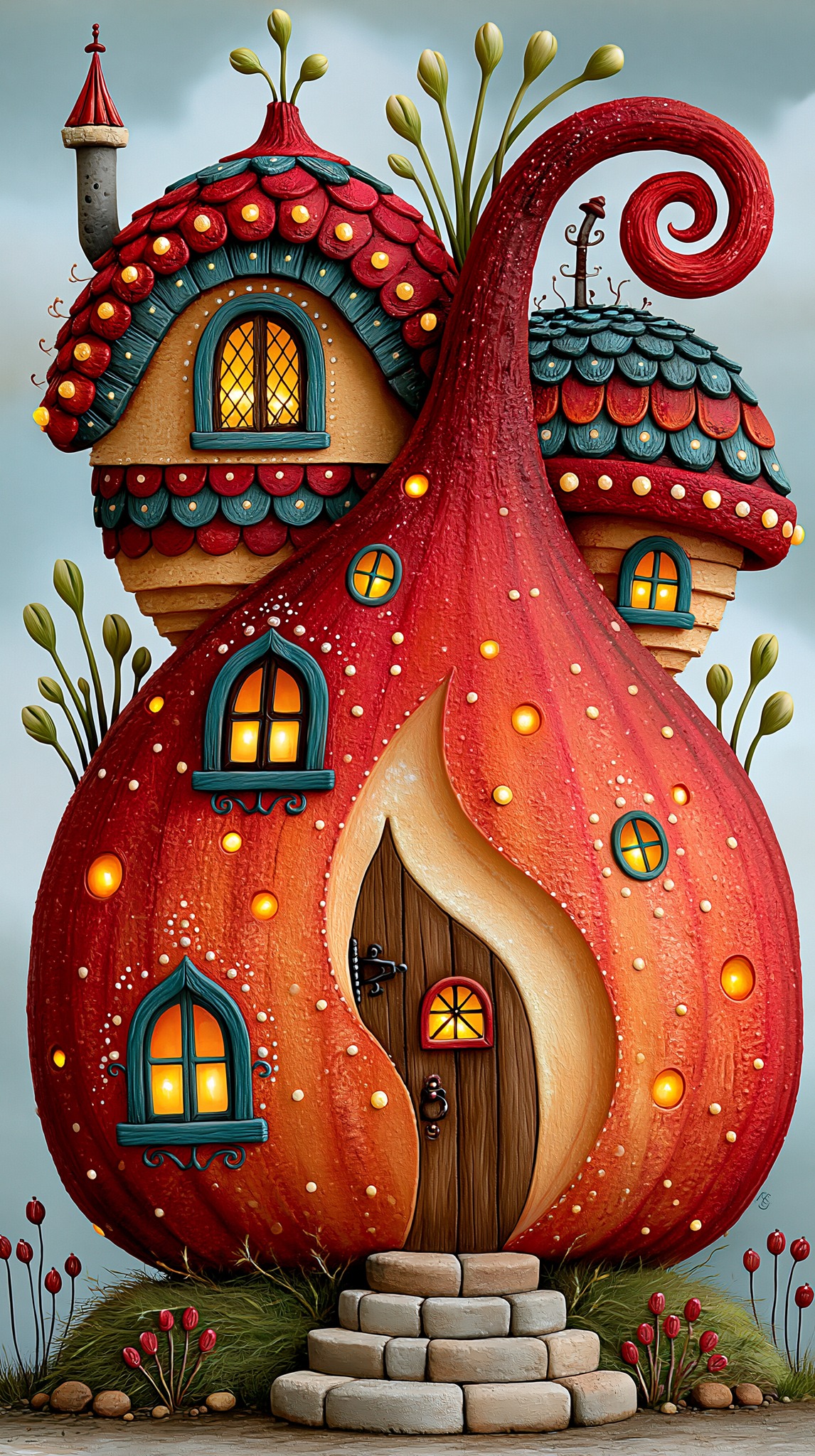 mjbest_onion whimsical funny quirky onion house, the entire