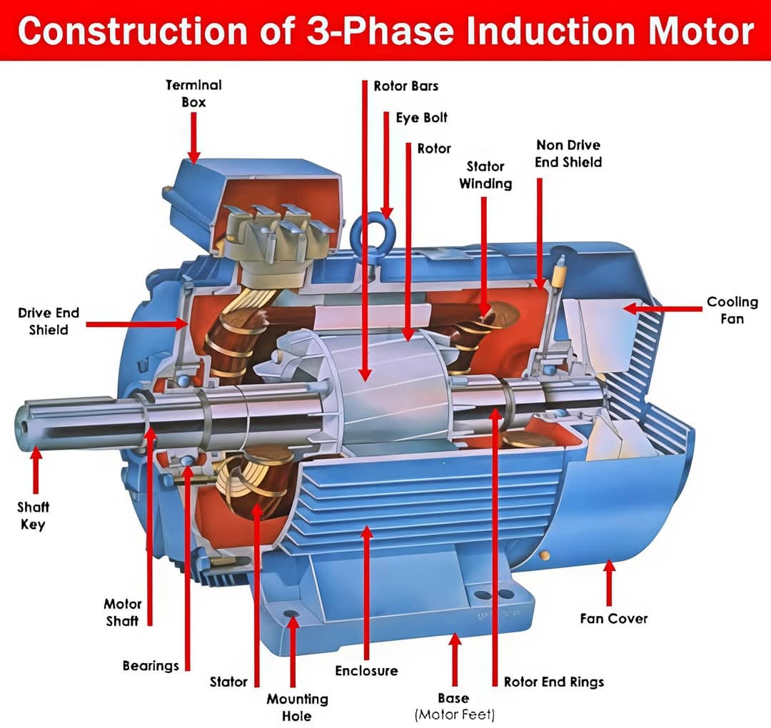 Electrician | Parts of 3 phase Motor📝📌 #motor #parts # ...