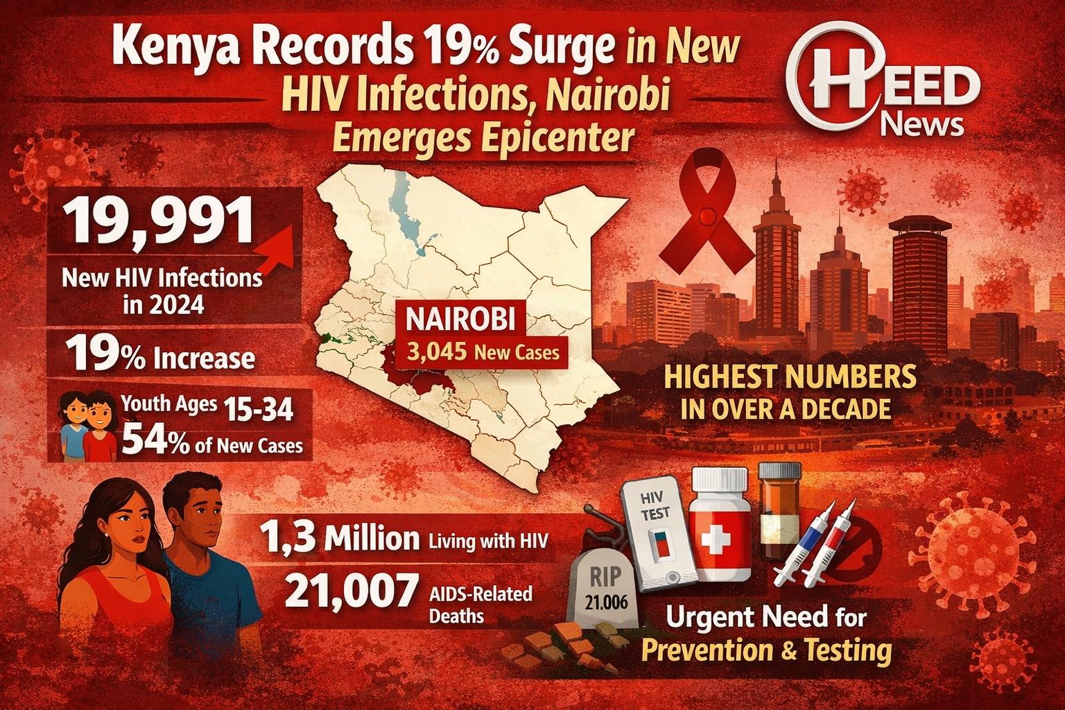 Heed - Kenya Records 19% Surge in New HIV Infections, Nairobi Emerges ...