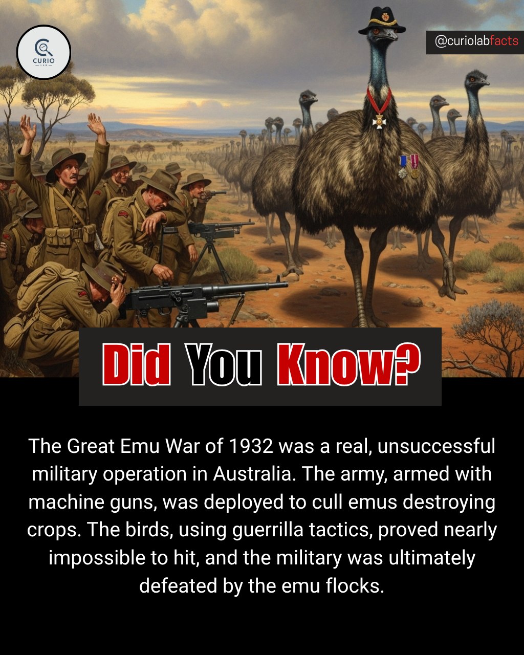 Facts - Crazy History Fact! In 1932, Australia fought the Great Emu War ...
