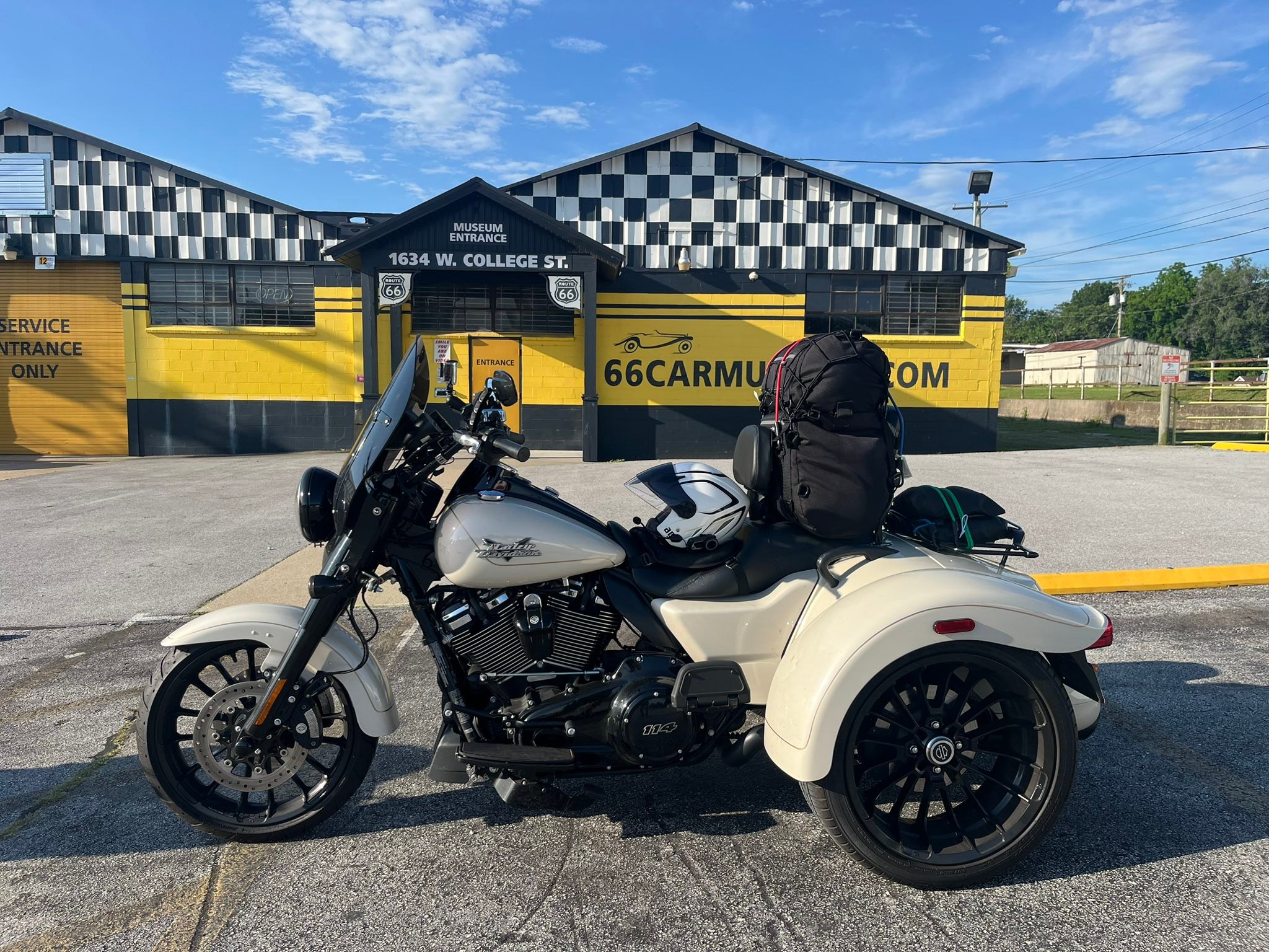 Route 66 Harley Davidson stop in Tulsa, Oklahoma on motorcycle trip