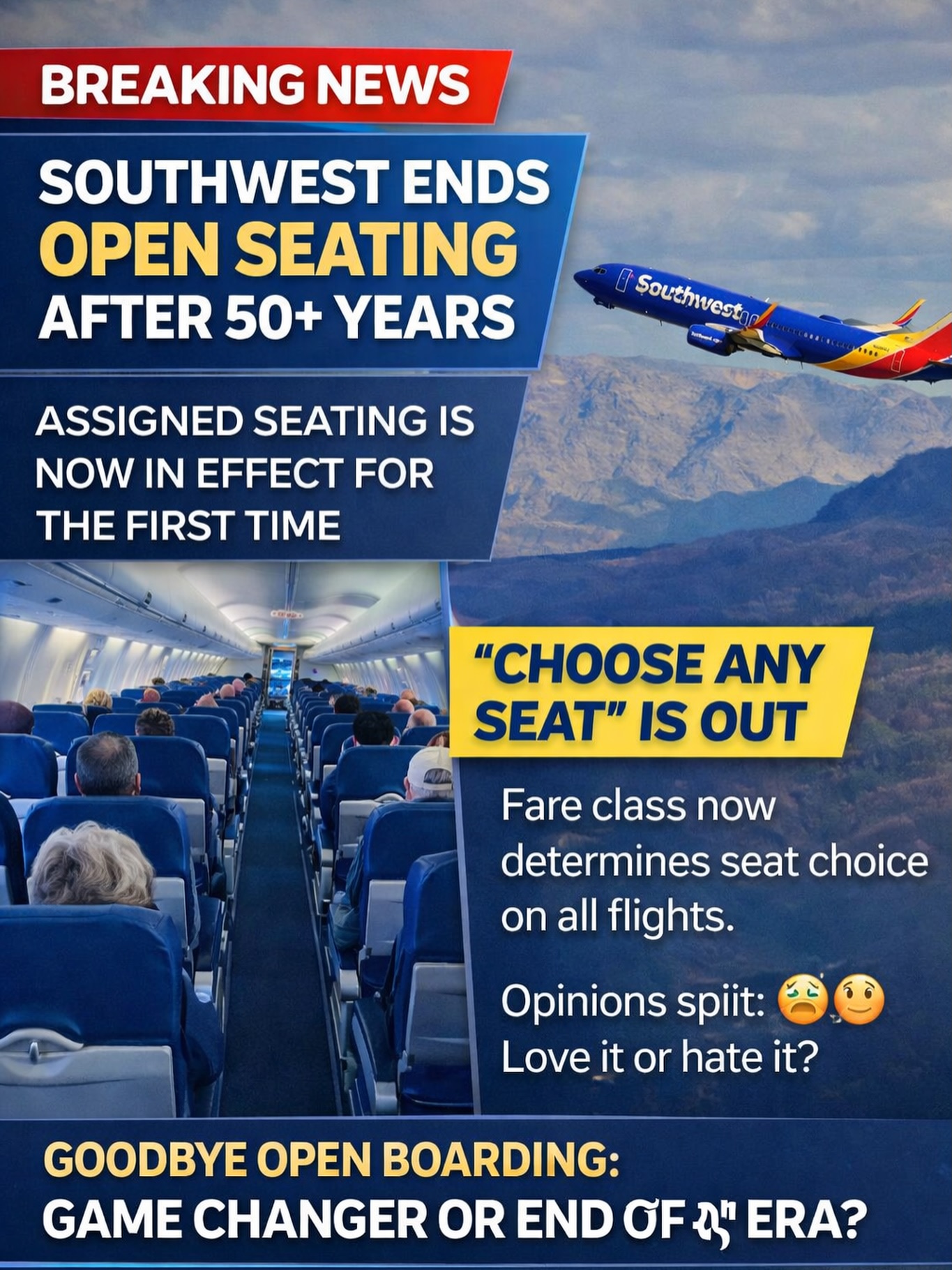 The Best - 🚨 BREAKING: Southwest Airlines Ends Open Seating After 50 ...