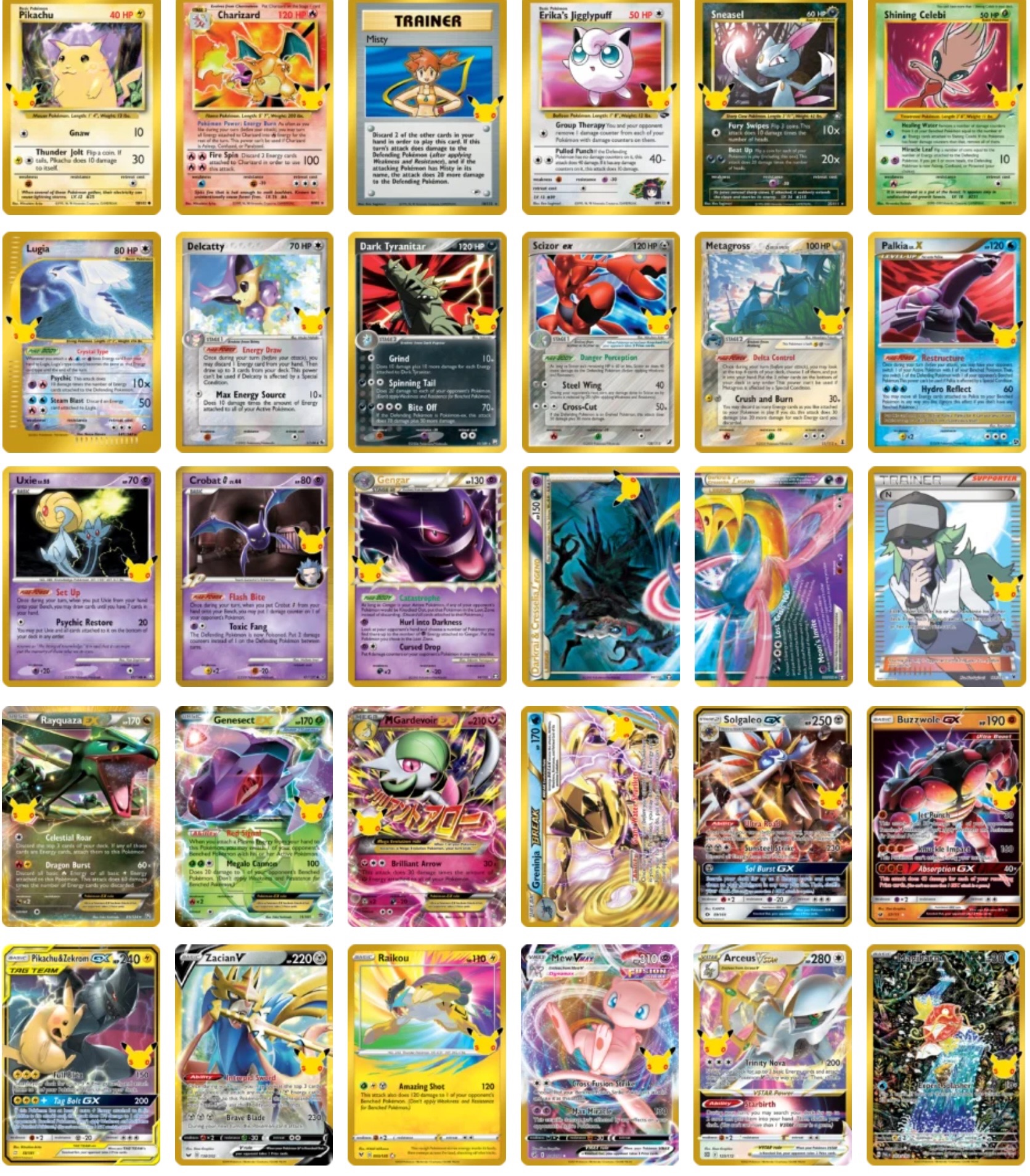 New Pokemon Cards Revealed for 30th Celebration Anniversary Set