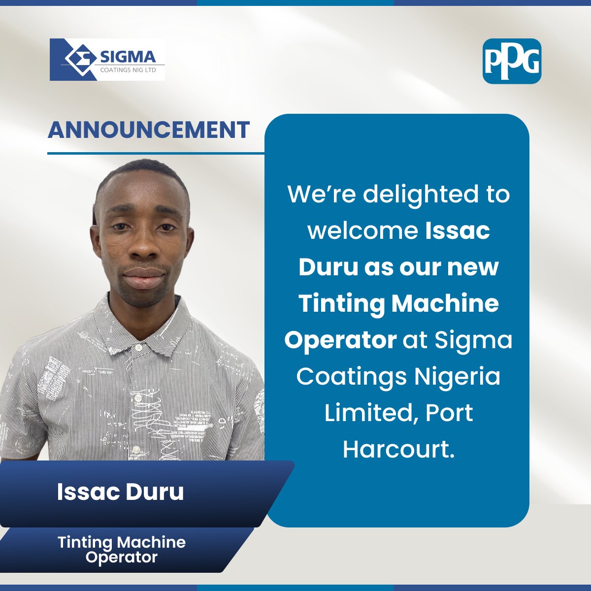 Sigma - Welcome Issac Duru! We at Sigma Coatings Nigeria Limited are ...