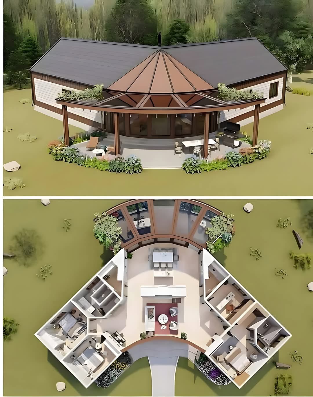 Circular Building Roof Plan