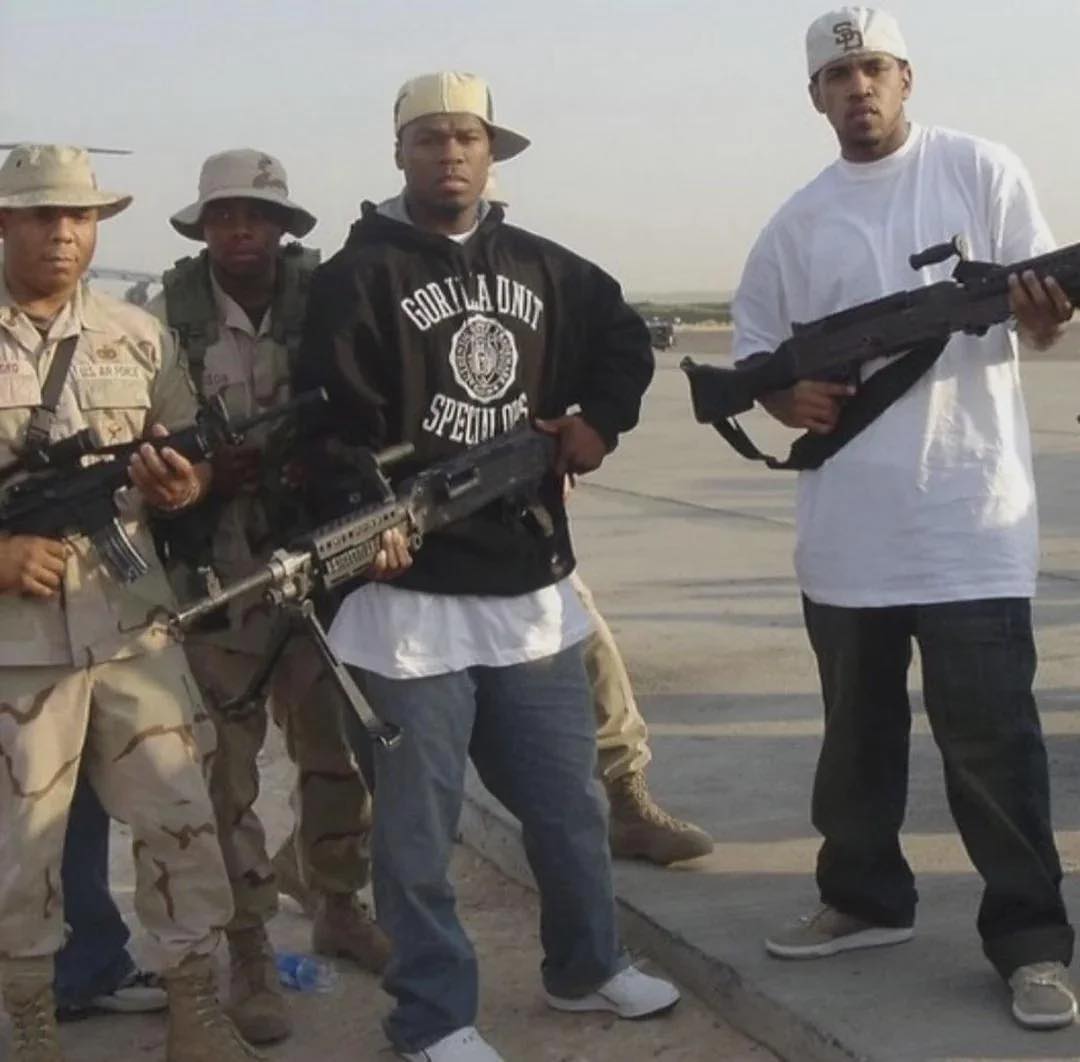 50 Cent in Iraq, 2004. He traveled there with his G-Unit crew