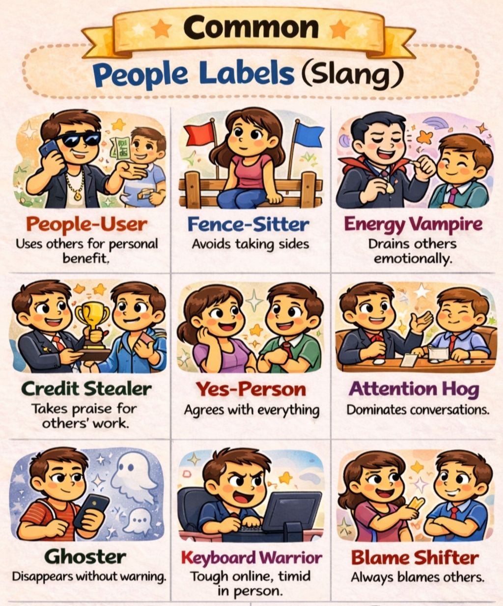 English - 1. People-User Meaning: Uses others for personal benefit ...