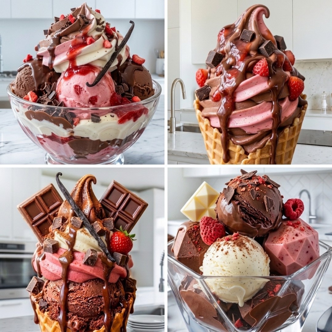 Triple berry chocolate ice cream cups