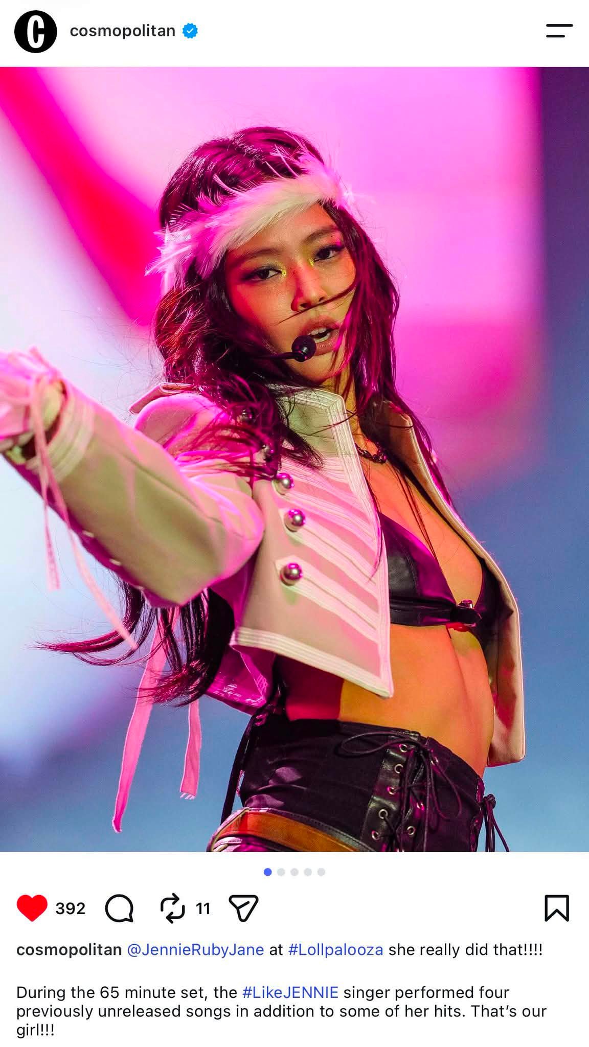 Jennie's performance at Lollapalooza and upcoming reveal on August 3