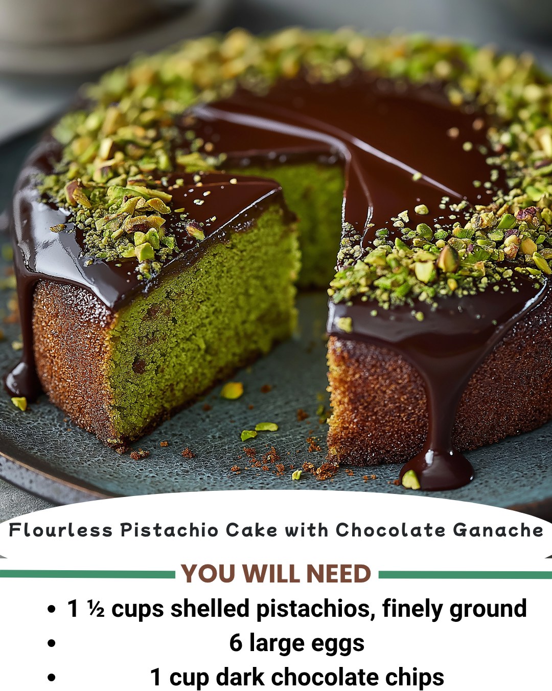 🌰🍫 Flourless Pistachio Cake with... - Cooking with Sabrina | Facebook