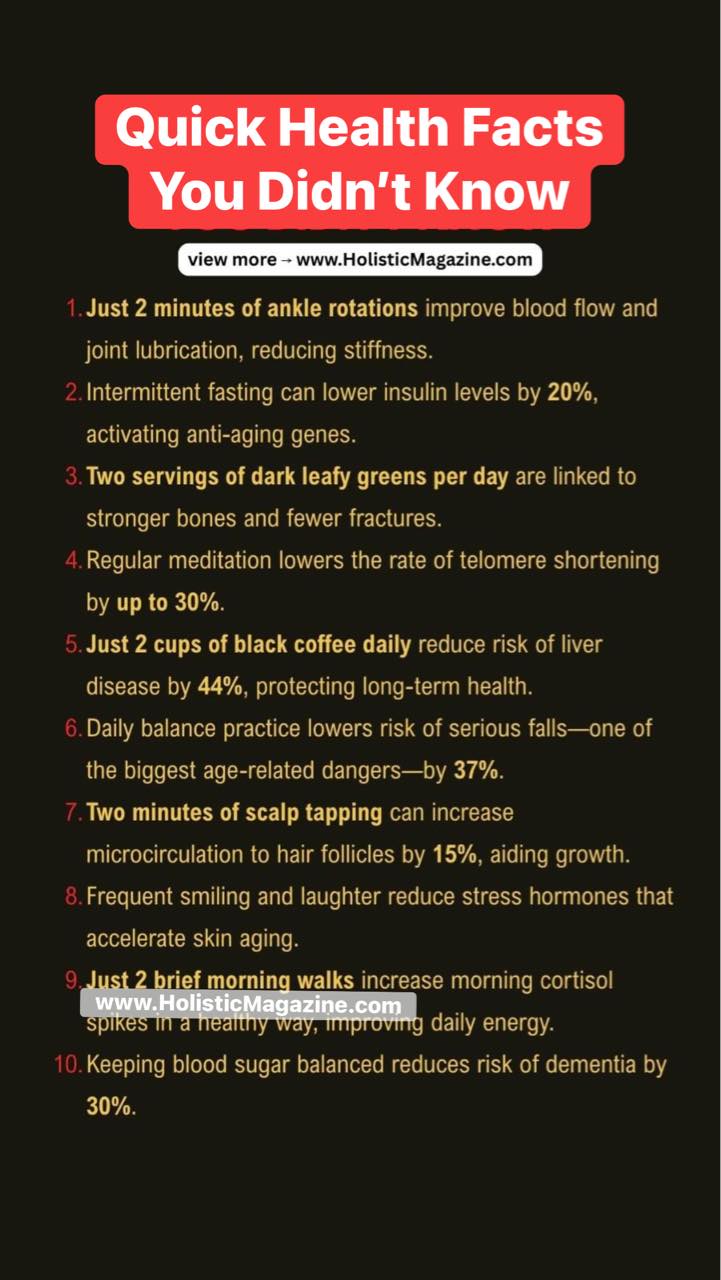 Holistic - Quick Health Facts You Didn’t Know #holisticmagazine | Facebook