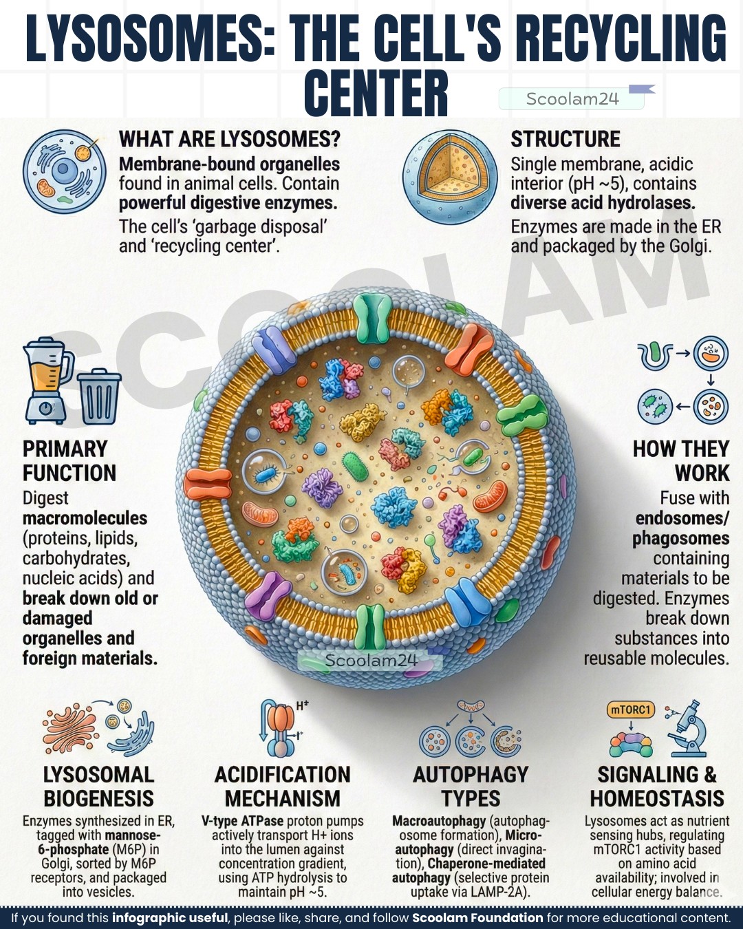 Scoolam - Lysosomes: The Cell’s Recycling Center 🧬 Lysosomes are ...