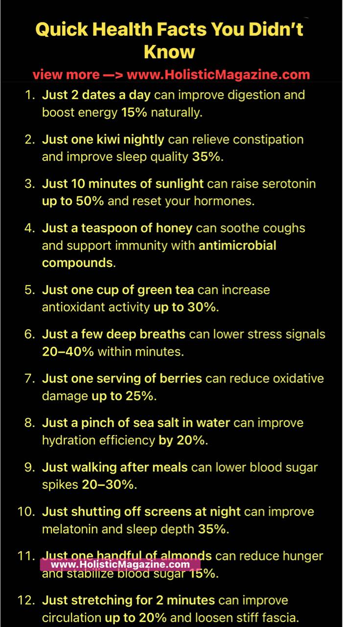 Holistic - Quick Health Facts You Didn’t Know #holisticmagazine | Facebook