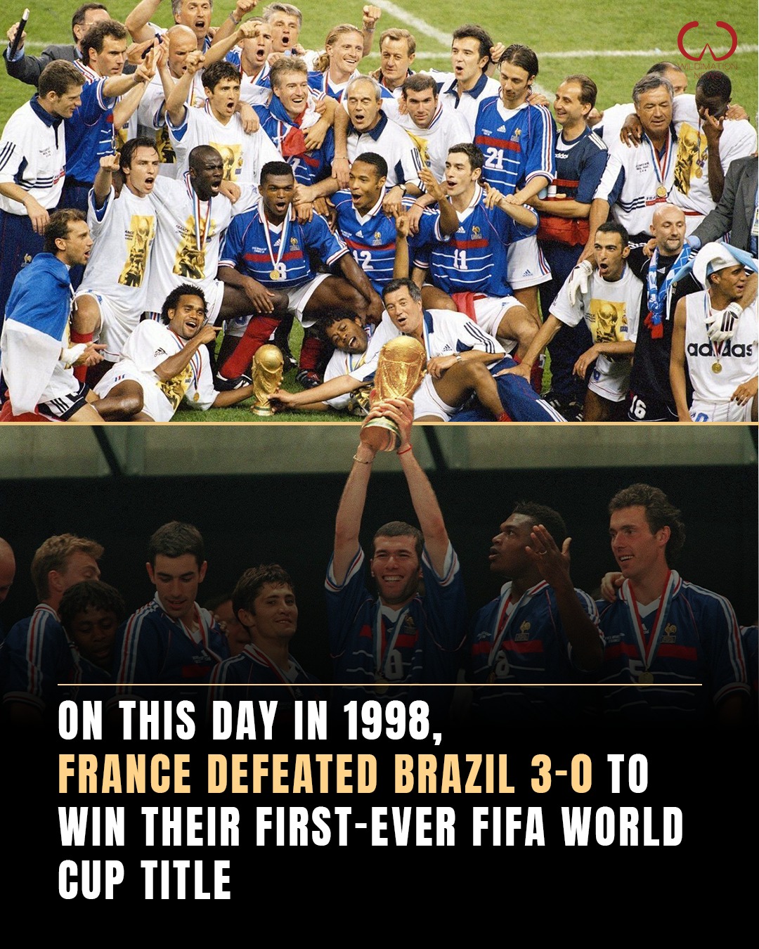 France wins first FIFA World Cup title in 1998