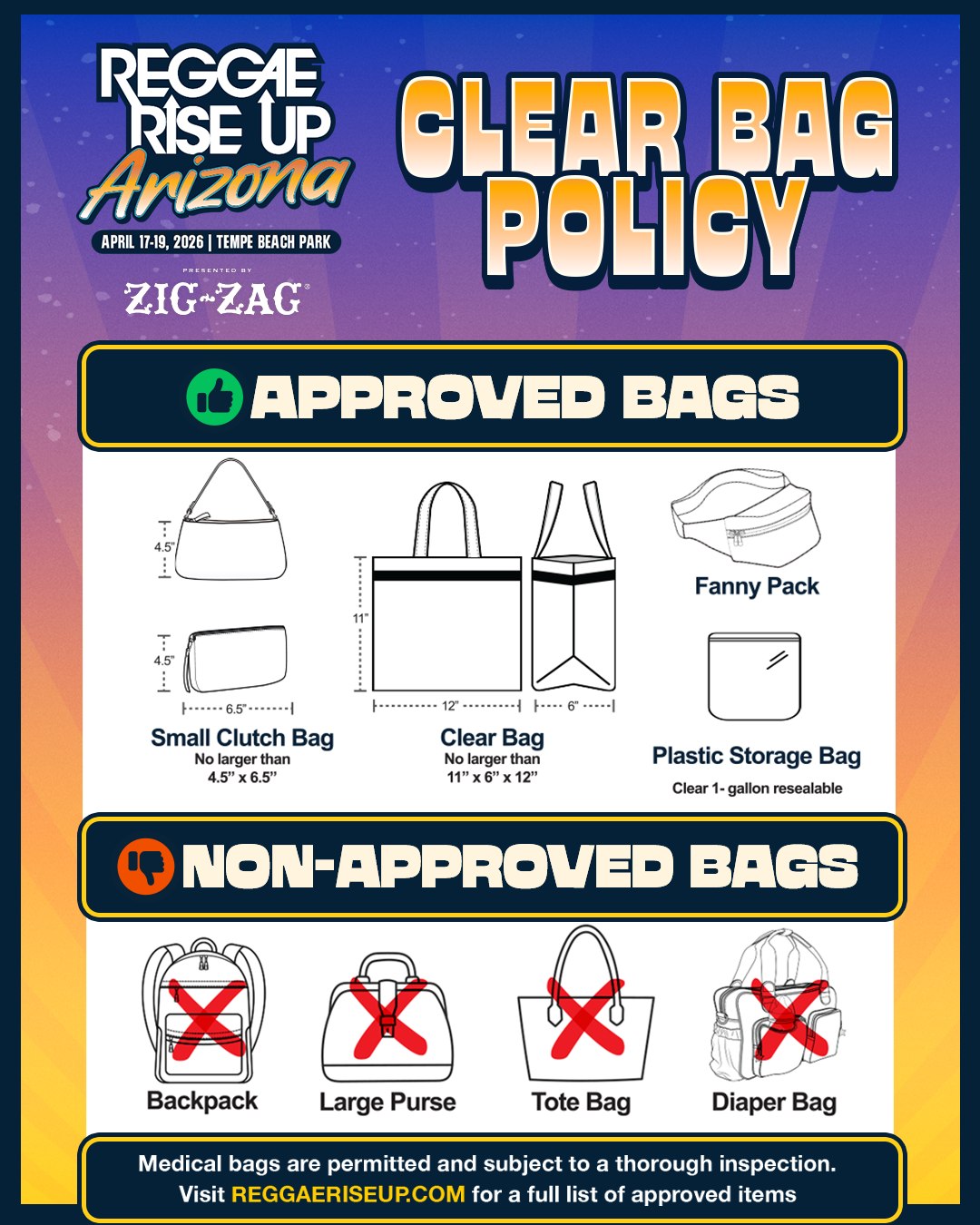 CHECK OUT OUR #RRUAZ26 BAG POLICY! 🌵🎒 Take a look before you