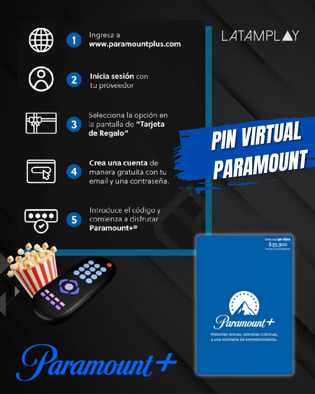 LATAM - 👉Con el Pin Virtual Paramount 3 Meses vive Historias únicas ...