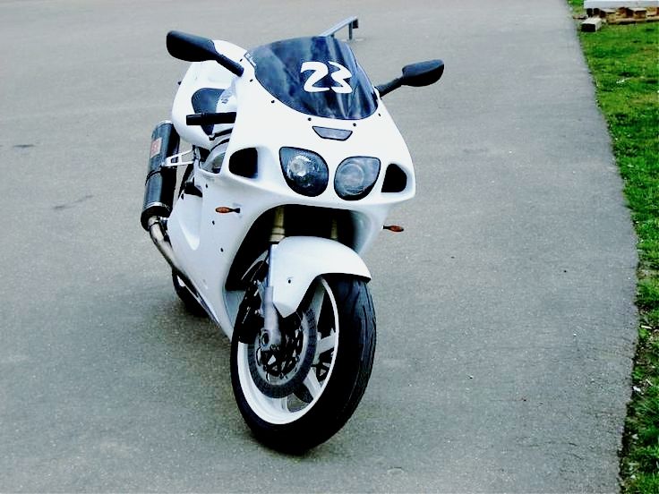 The Kawasaki Ninja ZX-7R in white stands out with a clean