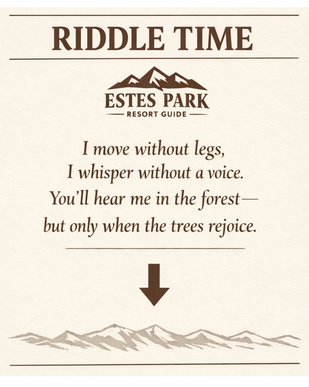 🧩 RIDDLE TIME! 🧩 Here’s your... - Estes Park Resort Guide | Facebook