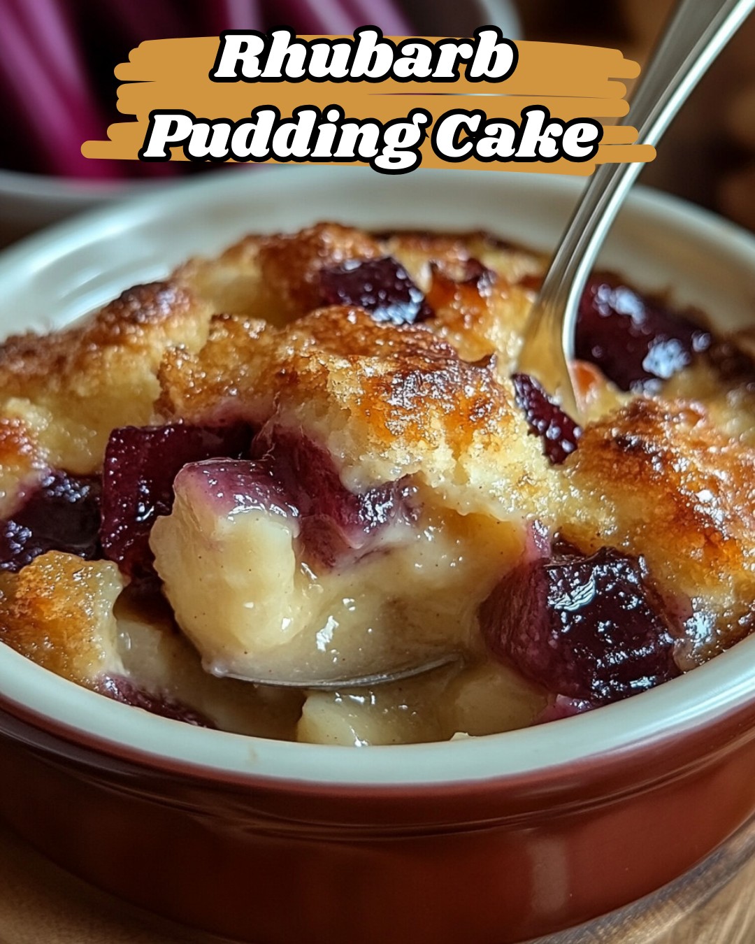 Anna - Get ready to indulge in a warm, comforting Rhubarb Pudding Cake ...