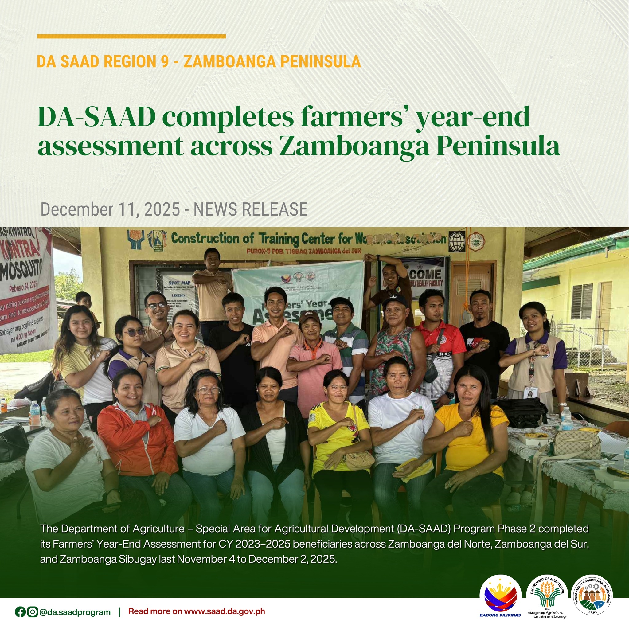 DA - 𝐍𝐞𝐰𝐬 𝐑𝐞𝐥𝐞𝐚𝐬𝐞 | DA-SAAD completes farmers’ year-end assessment ...