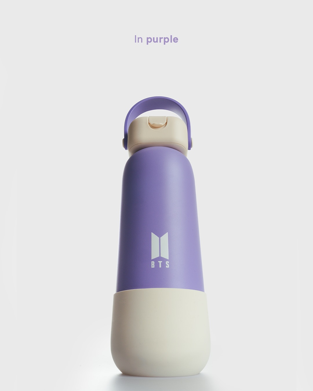 The limited-edition Space of BTS Robo Flasks in purple and white