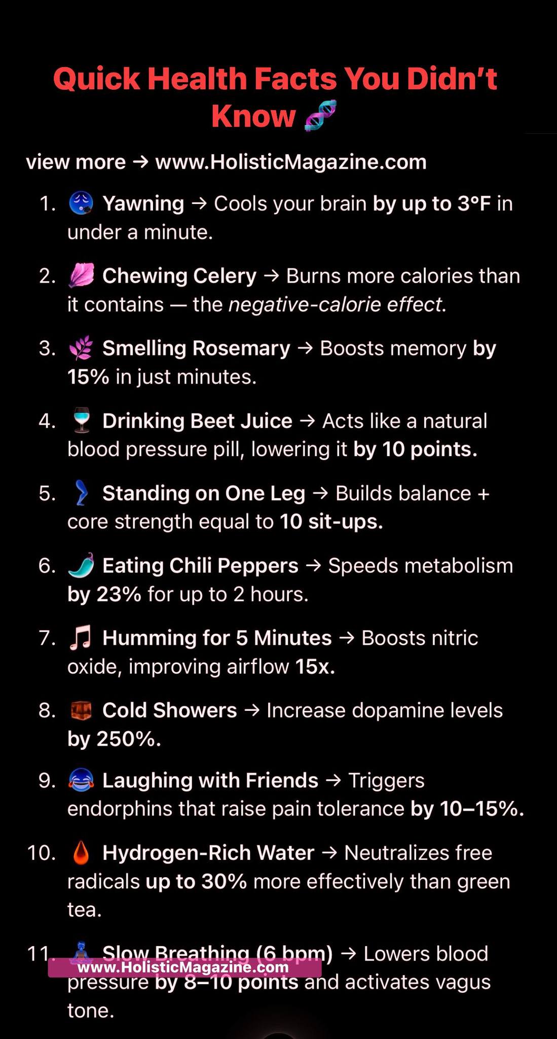 Holistic - Quick Health Facts You Didn’t Know 🧬#holisticmagazine | Facebook