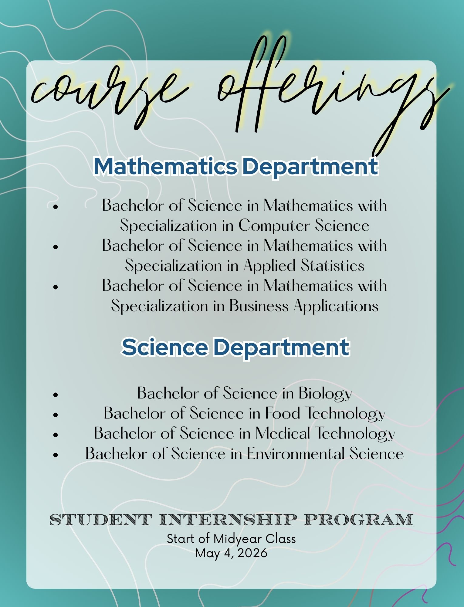 College... - College of Science - Student Internship Program