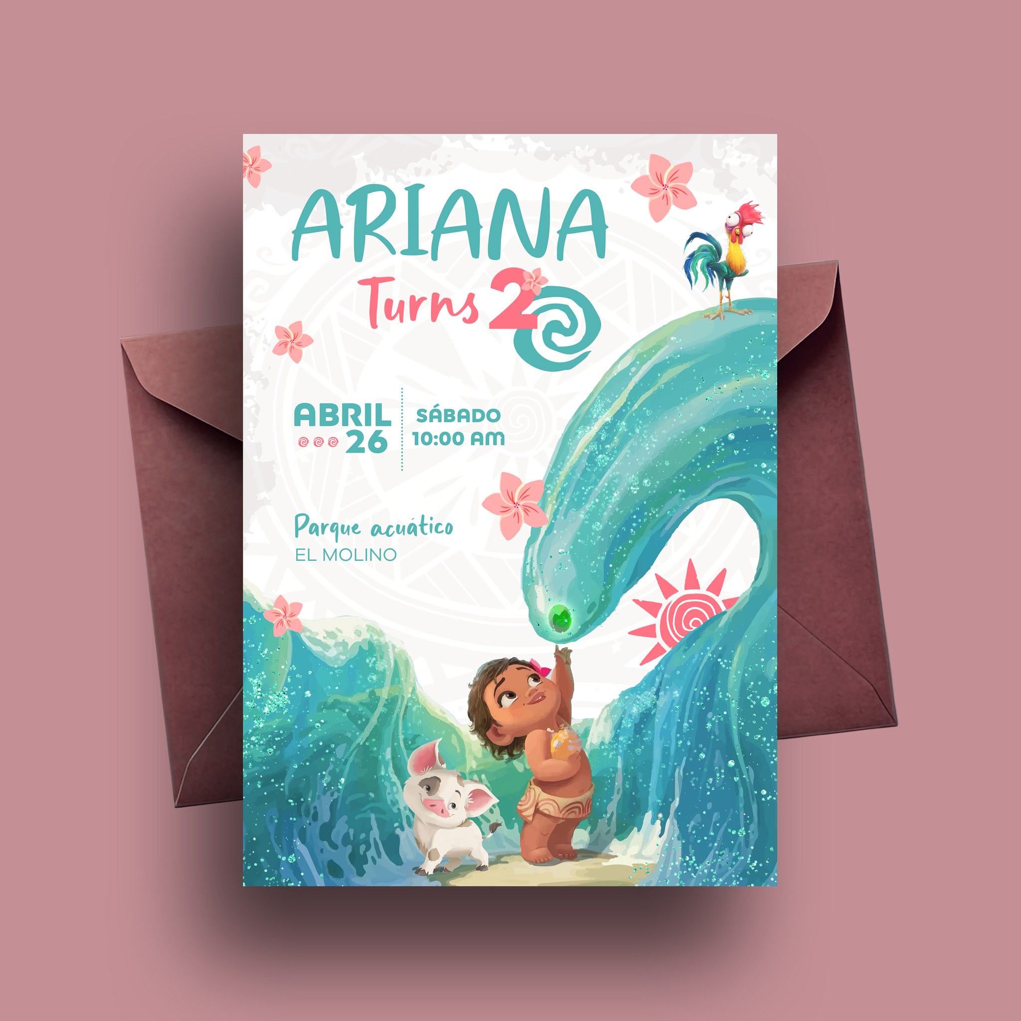 pixigrama - Invitación Digital Moana 🌊 🌺 Complementa tu invitación con ...