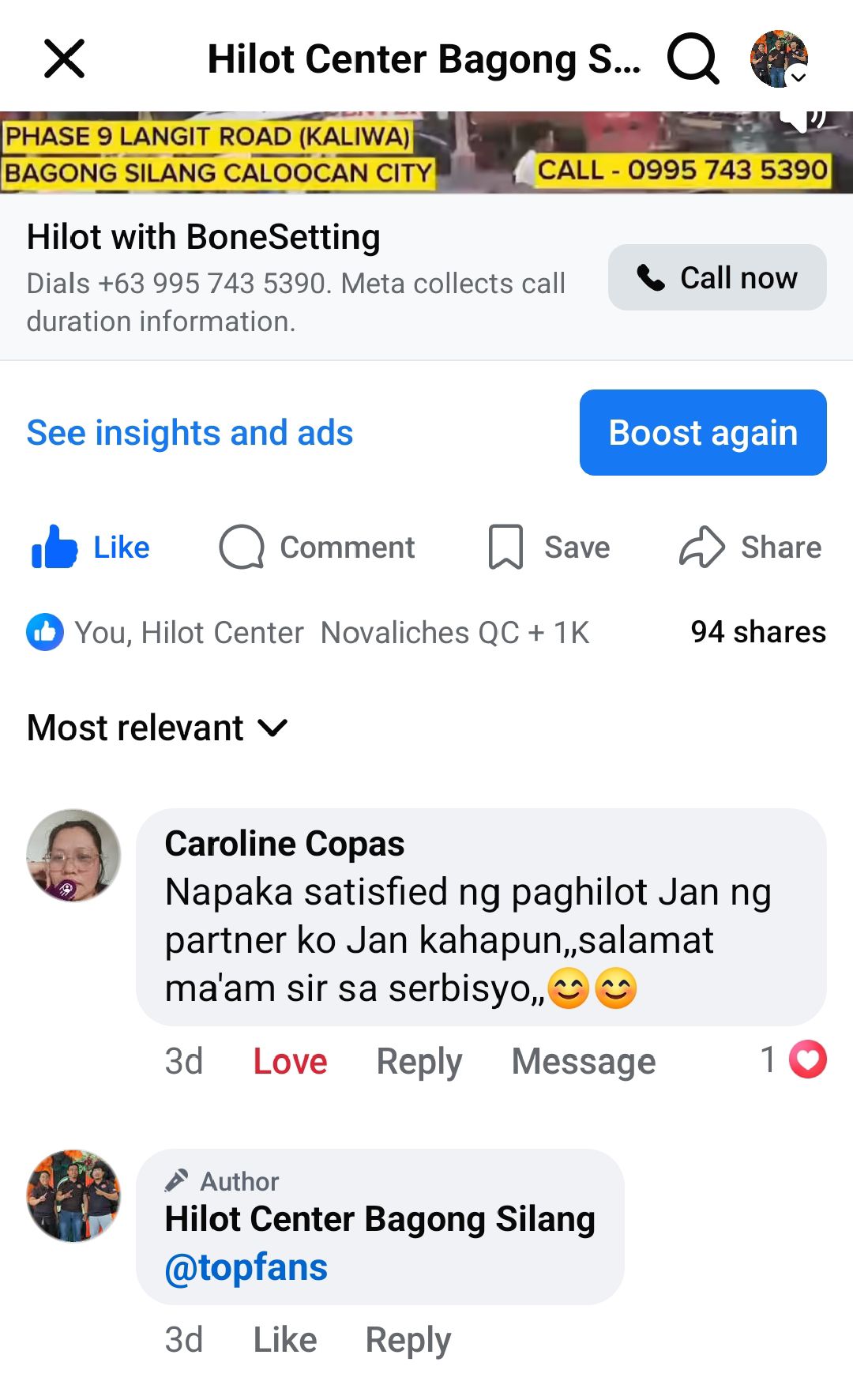 Hilot Center Novaliches QC | Quezon City
