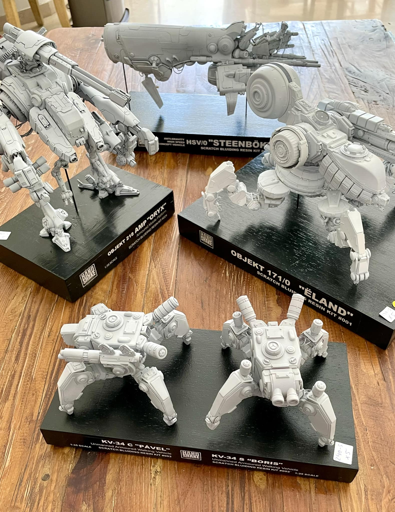 Handcrafted mech garage kits in resin