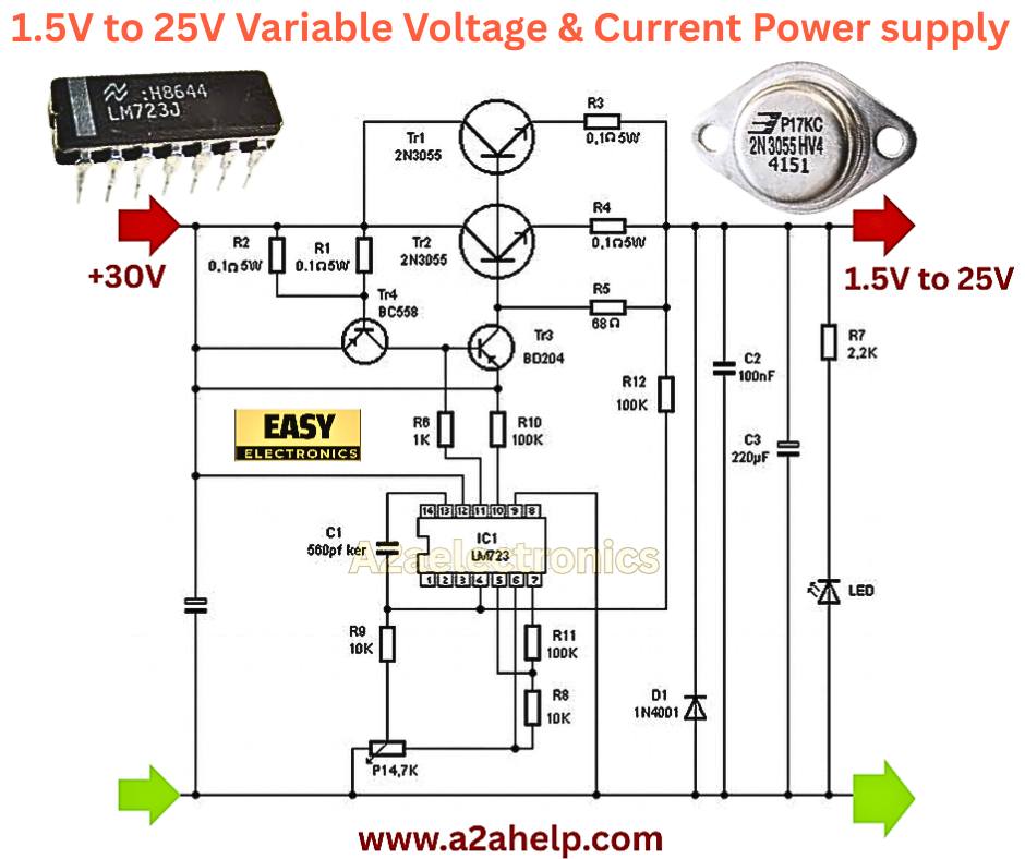 A2aelectronics - 1.5V to 25V Variable Voltage & Current Power supply ...