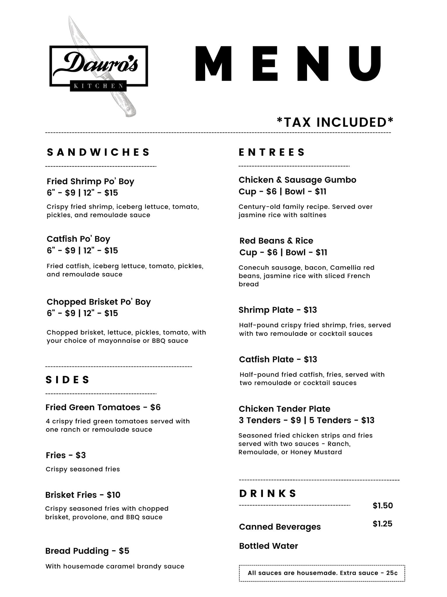 Dauro’s Kitchen - 🚨 NEW MENU ALERT!! 🚨 We have updated... | Facebook