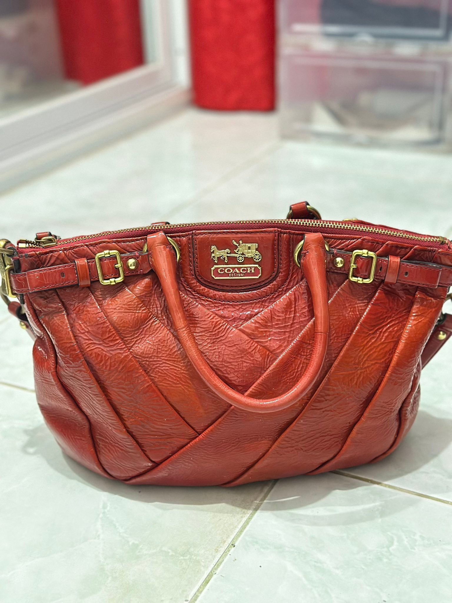 Coach Shoulder Hand bag Soho 13042 Gold Brown Leather Y2K Hobo 
