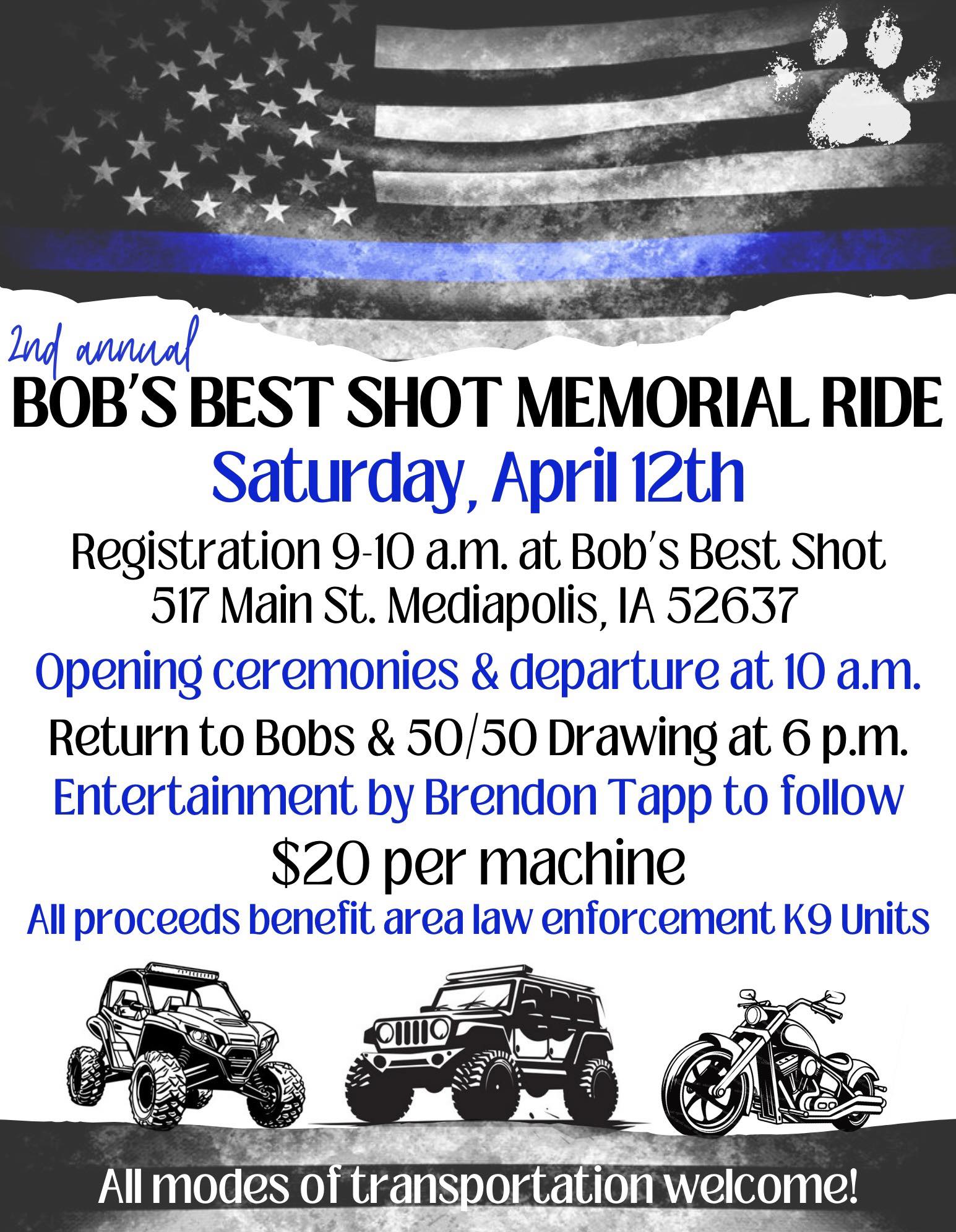 Bob's Best Shot Memorial Ride | Mediapolis IA