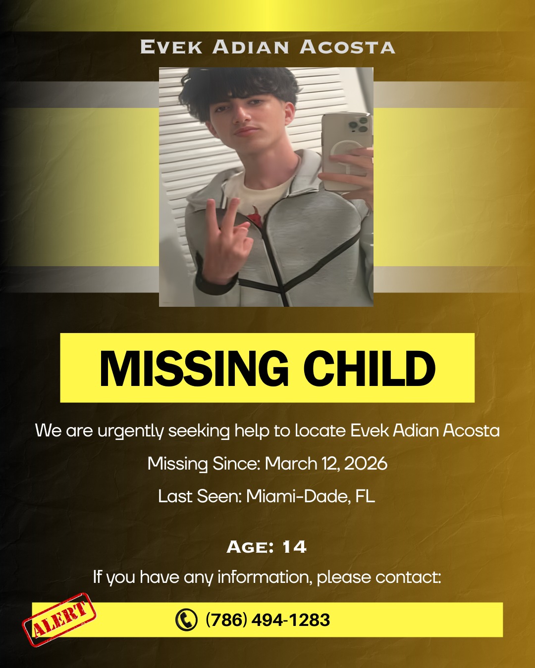 Missing - 💔 Miami-Dade Is Searching For Evek - 14-Year-Old Boy